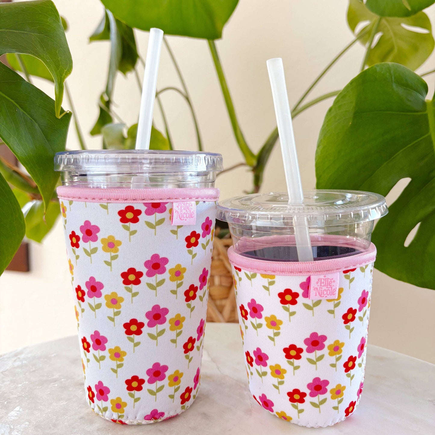 Coffee Cup Cover - Mod Floral - Iced Drink Sleeve: Small / 16oz
