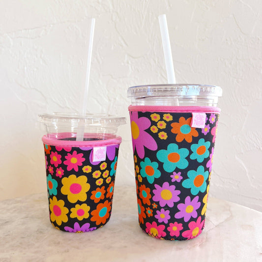 Coffee Cup Cover - Neon Daisy - Iced Drink Sleeve: Small / 16oz