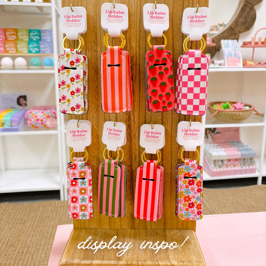 Lip Balm / Lip Stick Keychain Holder - Blue Daisy