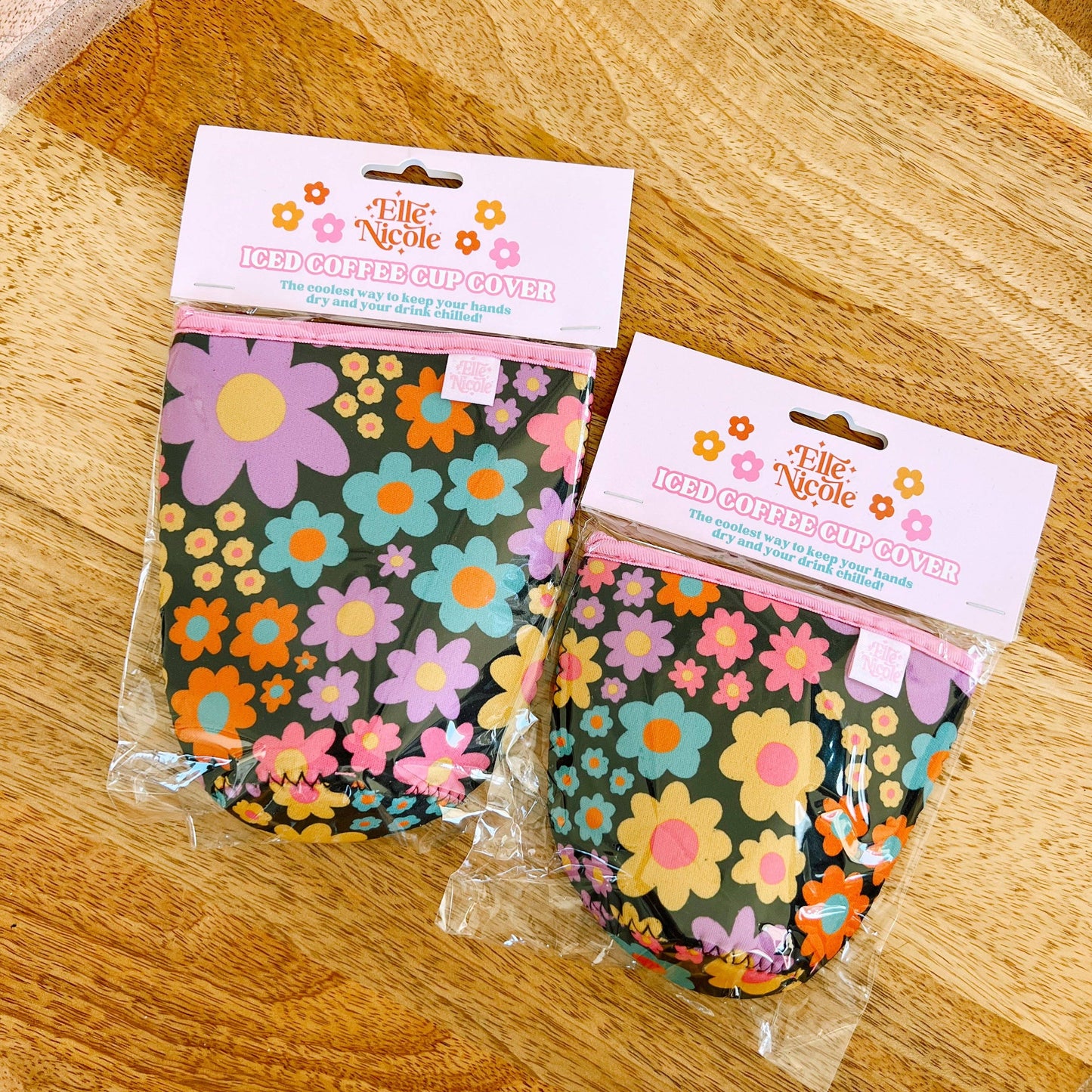Coffee Cup Cover - Neon Daisy - Iced Drink Sleeve: Small / 16oz