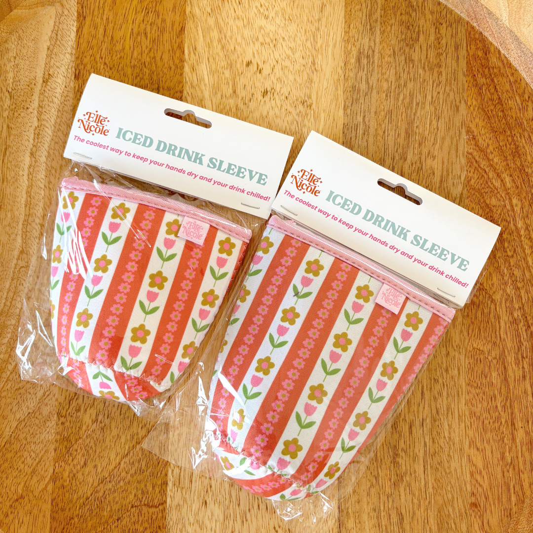 Coffee Cup Cover - Tulip Stripes - Iced Drink Sleeve: Small / 16oz