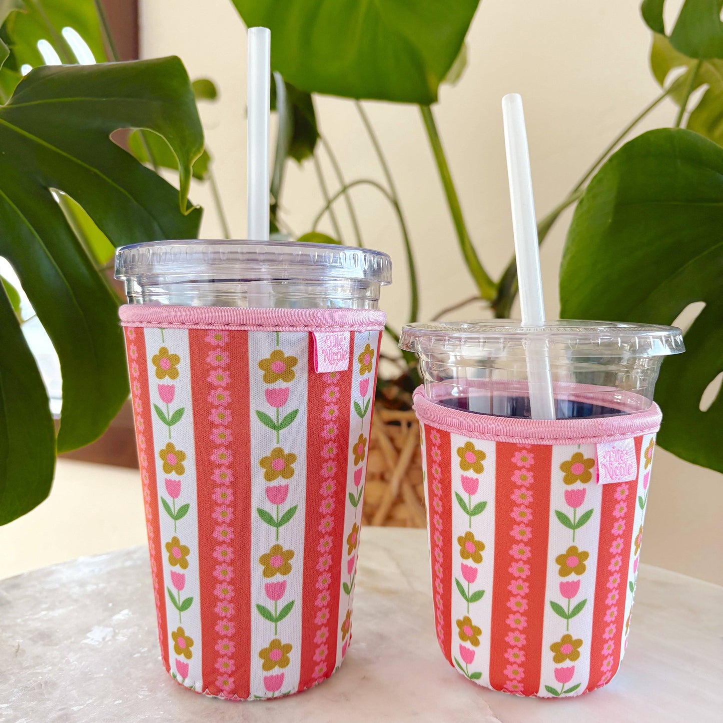 Coffee Cup Cover - Tulip Stripes - Iced Drink Sleeve: Small / 16oz