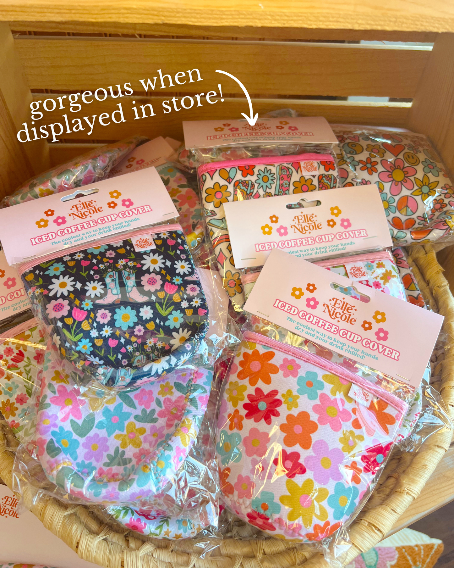 Coffee Cup Cover - Neon Daisy - Iced Drink Sleeve: Small / 16oz
