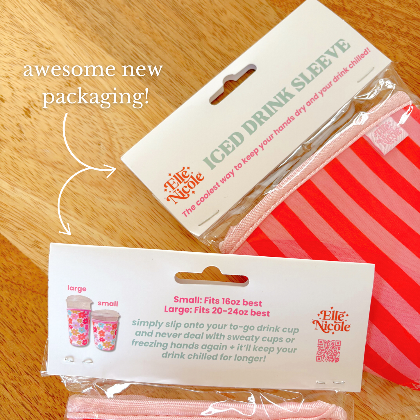 Coffee Cup Cover - Tulip Stripes - Iced Drink Sleeve: Small / 16oz