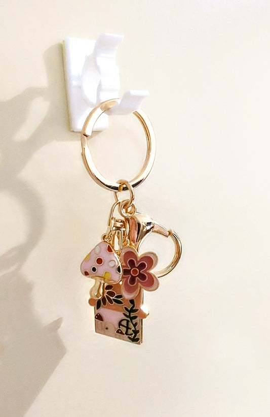 Mushroom Cottage keychain charm
