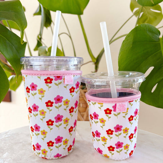 Coffee Cup Cover - Mod Floral - Iced Drink Sleeve: Small / 16oz