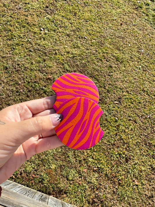 Neon Zebra Car Coaster Set
