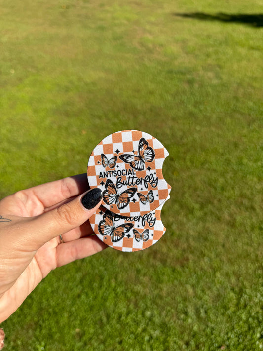 AntiSocial Butterfly Car Coaster Set