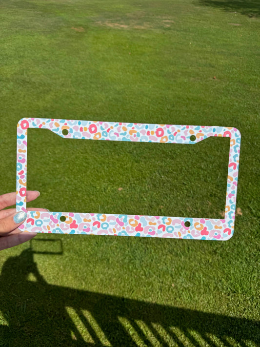 Colorful Leopard License Plate Frame 