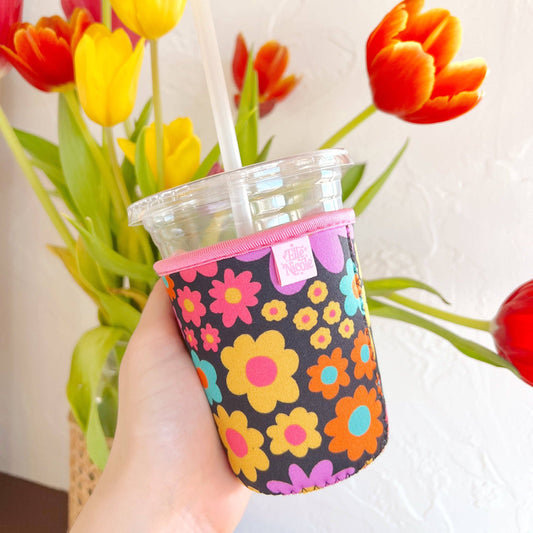 Coffee Cup Cover - Neon Daisy - Iced Drink Sleeve: Small / 16oz
