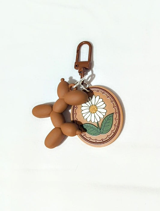 Balloon dog and daisies keychain charm